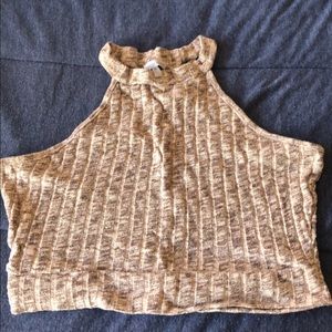 Beige knit crop top